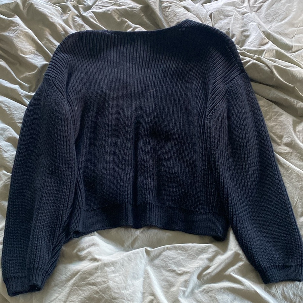 Quince Black Organic Cotton V-Neck Ribbed Sweater - Picture 4 of 4